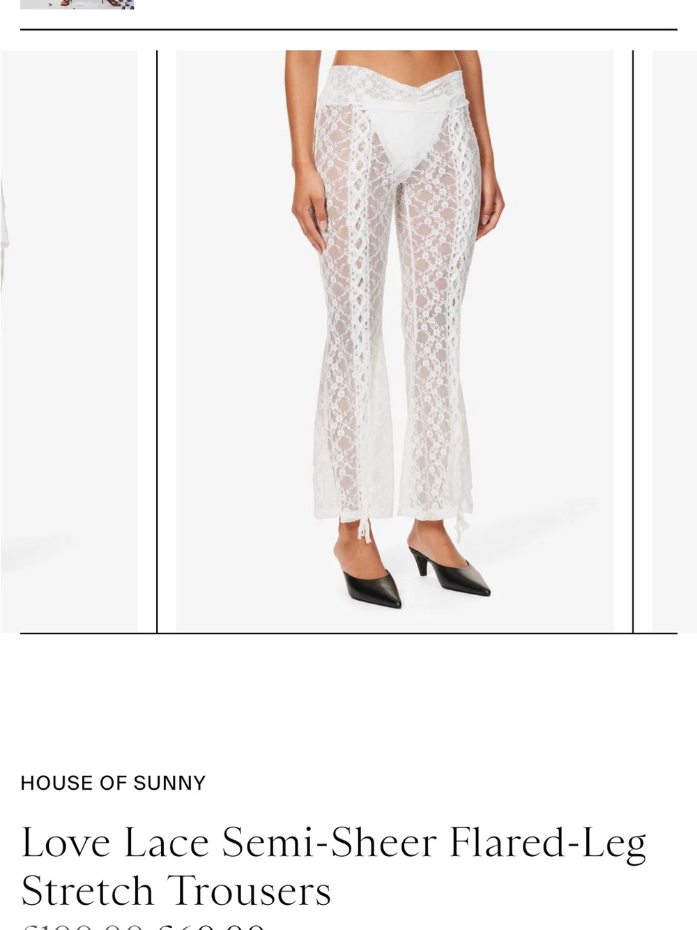 House of Sunny Love Lace Semi Sheer Stretch Trousers 10
